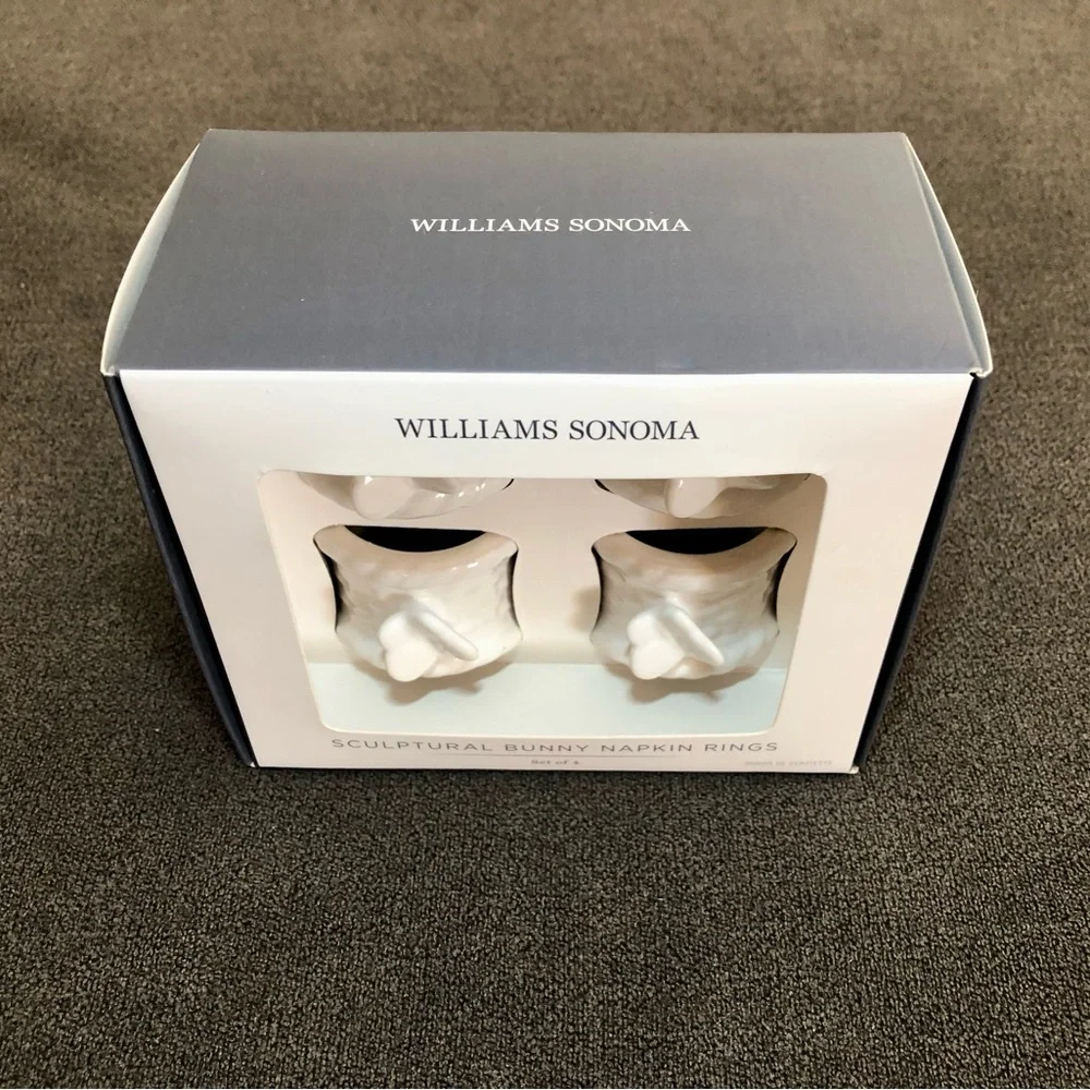 Williams Sonoma Sculptural Bunny Butterfly Napkin Rings, Set of 4